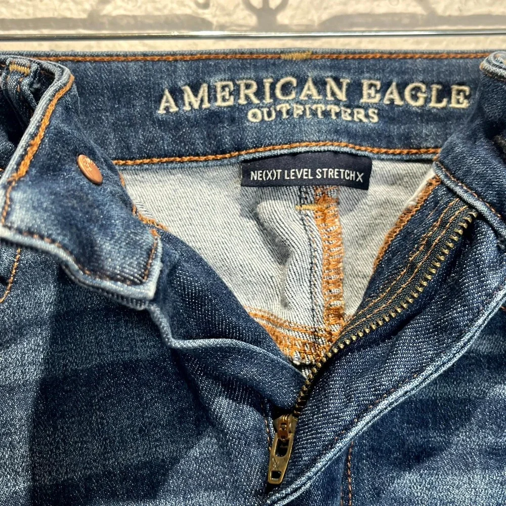American Eagle Outfitters Mini Skirt‎ Womens 2 Blue Denim High Rise Side Zip